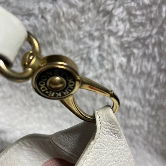 Dooney & Bourke white pebble leather large Hobo bag gold tone hardwares. - Picture 4 of 16